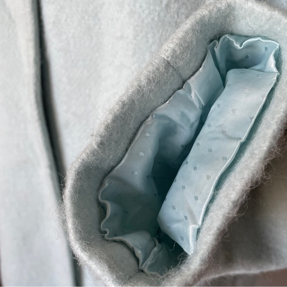 Ann Taylor Loft Funnel Neck Mint Blue Wool Blend Coat L Chic Lined Winter Jacket - Picture 7 of 9